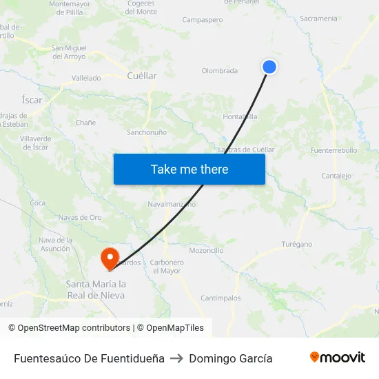 Fuentesaúco De Fuentidueña to Domingo García map