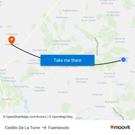 Cedillo De La Torre to Fuentesoto map