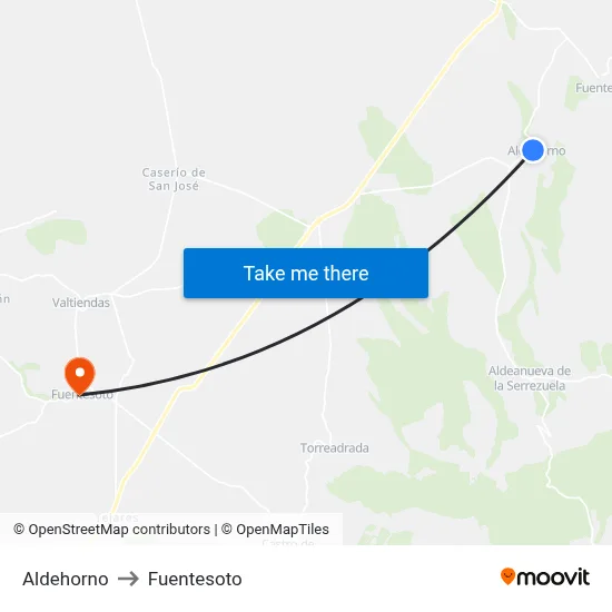 Aldehorno to Fuentesoto map