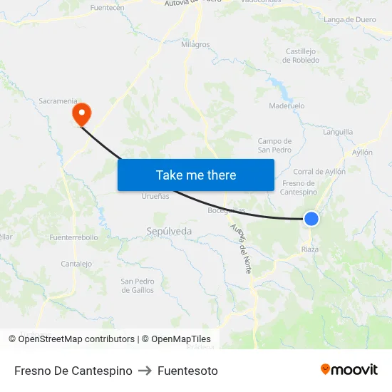 Fresno De Cantespino to Fuentesoto map