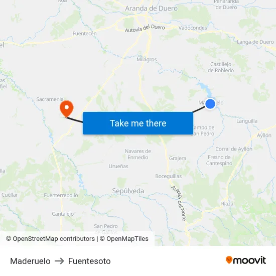 Maderuelo to Fuentesoto map