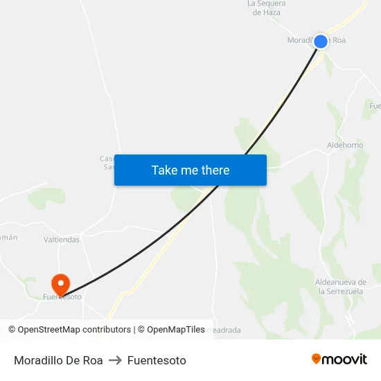 Moradillo De Roa to Fuentesoto map