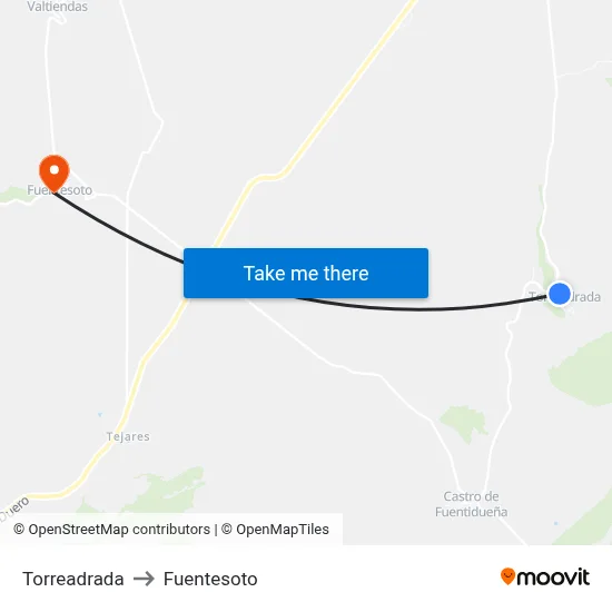 Torreadrada to Fuentesoto map