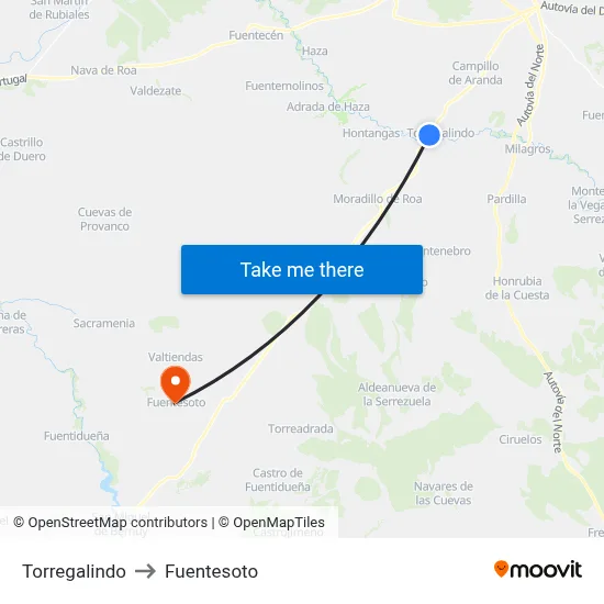 Torregalindo to Fuentesoto map