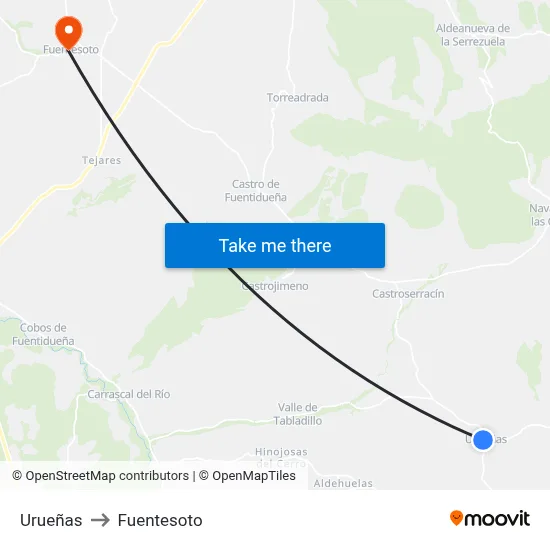 Urueñas to Fuentesoto map