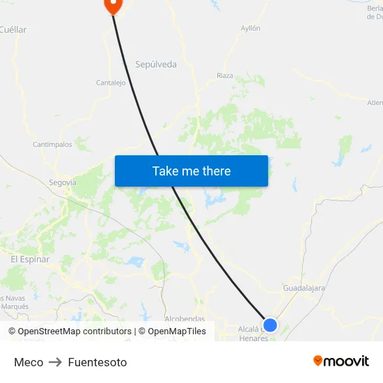 Meco to Fuentesoto map