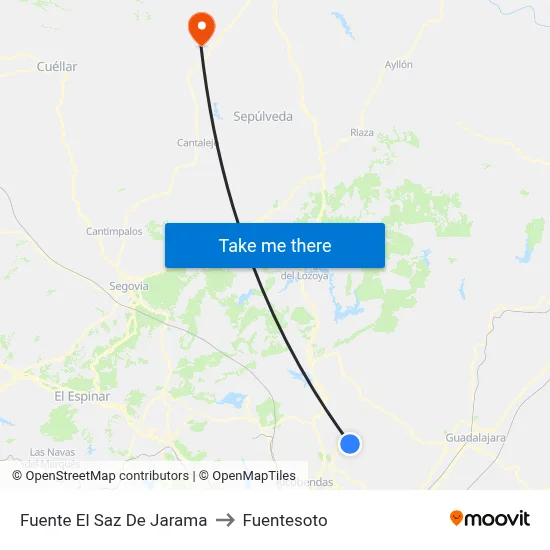 Fuente El Saz De Jarama to Fuentesoto map