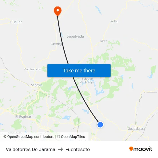 Valdetorres De Jarama to Fuentesoto map
