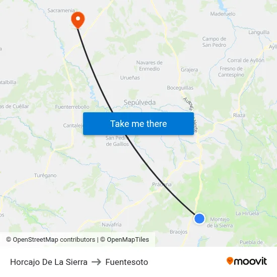 Horcajo De La Sierra to Fuentesoto map