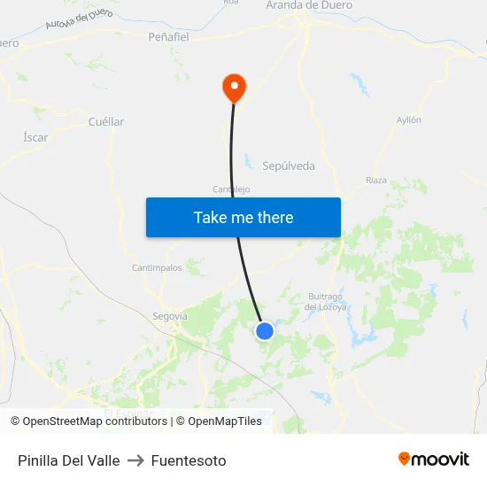 Pinilla Del Valle to Fuentesoto map