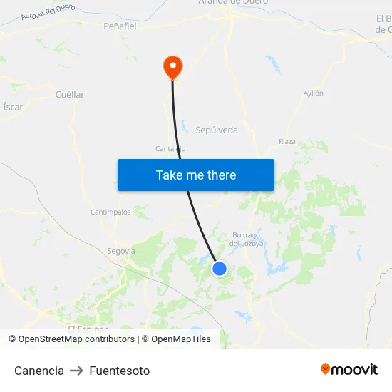 Canencia to Fuentesoto map