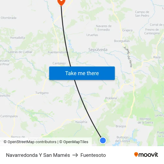Navarredonda Y San Mamés to Fuentesoto map