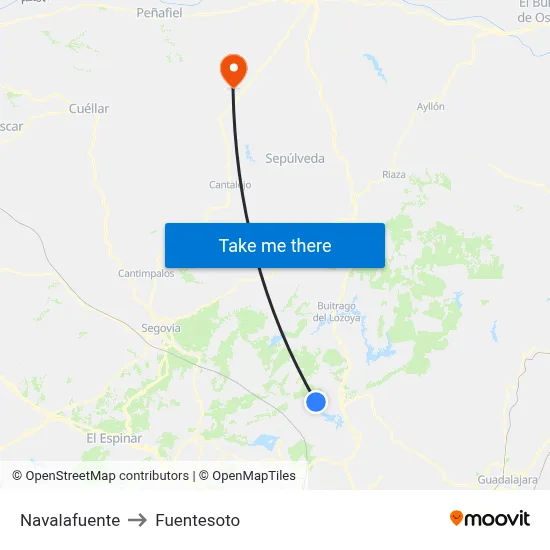 Navalafuente to Fuentesoto map