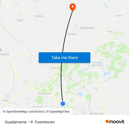 Guadarrama to Fuentesoto map