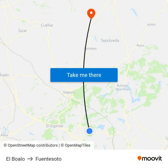 El Boalo to Fuentesoto map
