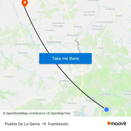 Puebla De La Sierra to Fuentesoto map