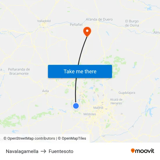 Navalagamella to Fuentesoto map