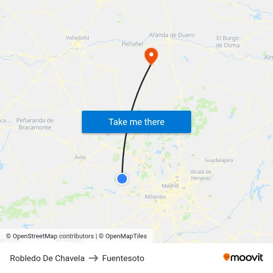 Robledo De Chavela to Fuentesoto map