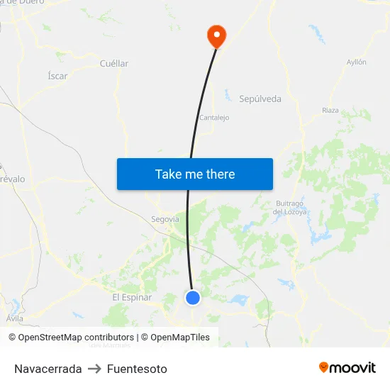 Navacerrada to Fuentesoto map