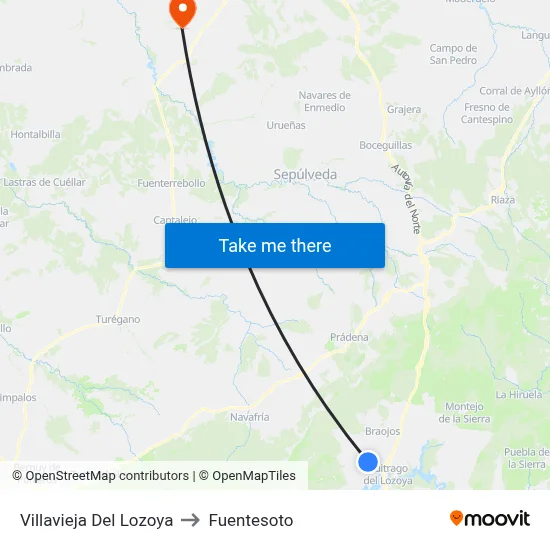 Villavieja Del Lozoya to Fuentesoto map