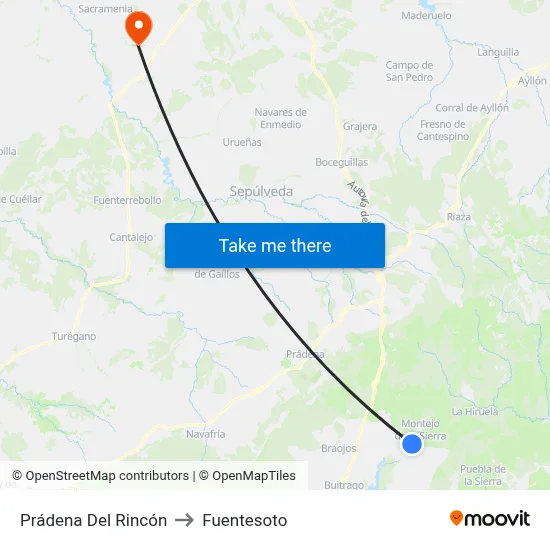 Prádena Del Rincón to Fuentesoto map