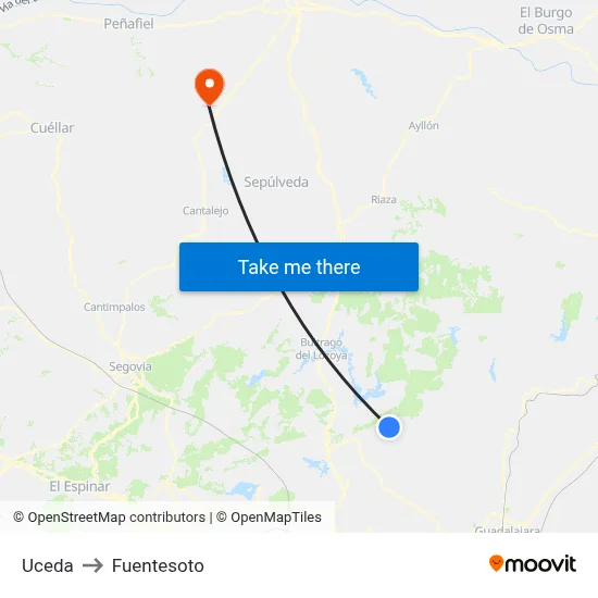 Uceda to Fuentesoto map