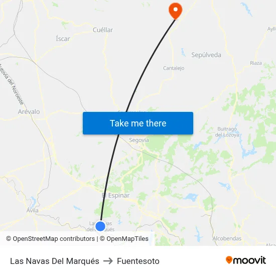 Las Navas Del Marqués to Fuentesoto map