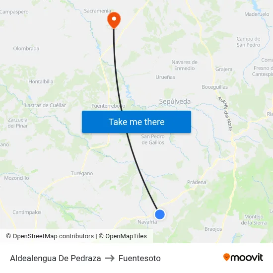 Aldealengua De Pedraza to Fuentesoto map