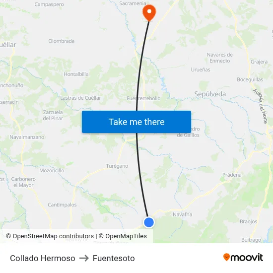 Collado Hermoso to Fuentesoto map