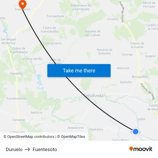 Duruelo to Fuentesoto map