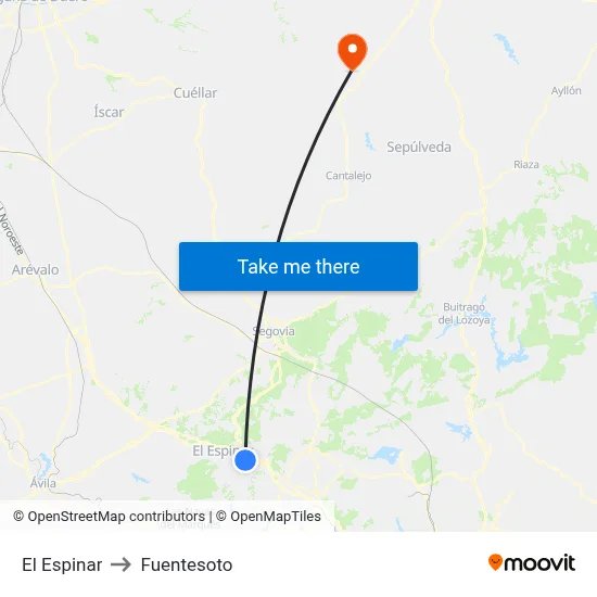 El Espinar to Fuentesoto map