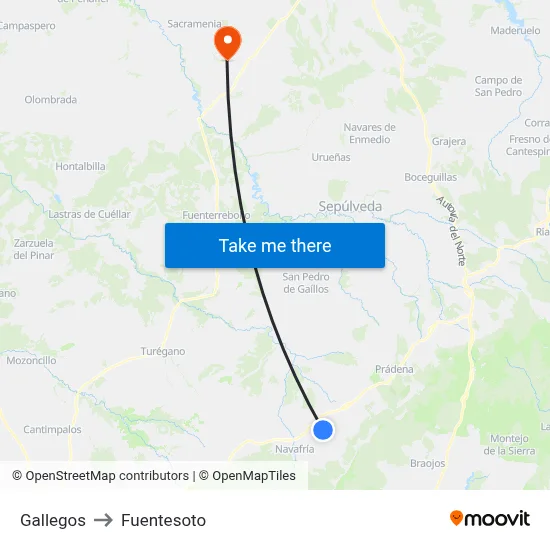 Gallegos to Fuentesoto map