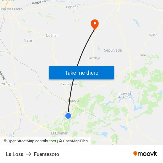 La Losa to Fuentesoto map
