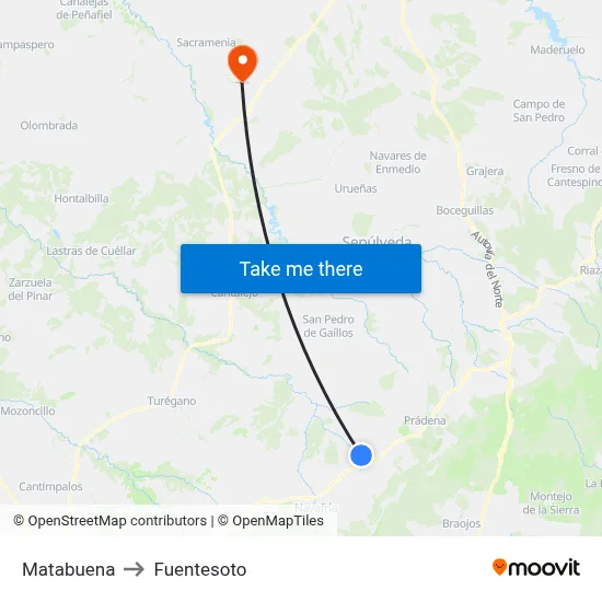 Matabuena to Fuentesoto map