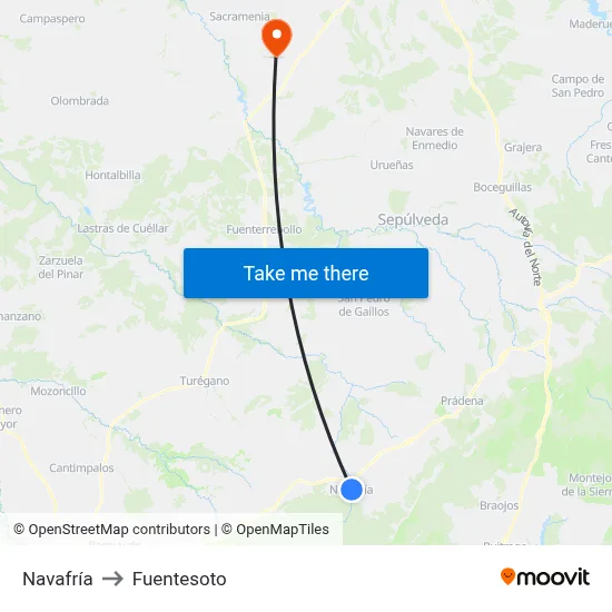 Navafría to Fuentesoto map