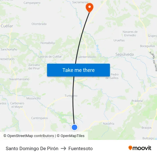 Santo Domingo De Pirón to Fuentesoto map