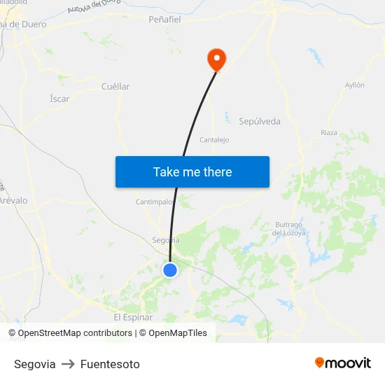 Segovia to Fuentesoto map