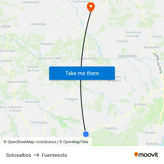 Sotosalbos to Fuentesoto map