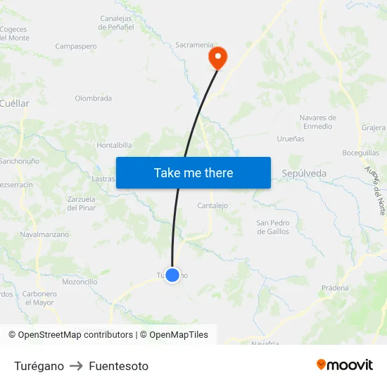Turégano to Fuentesoto map