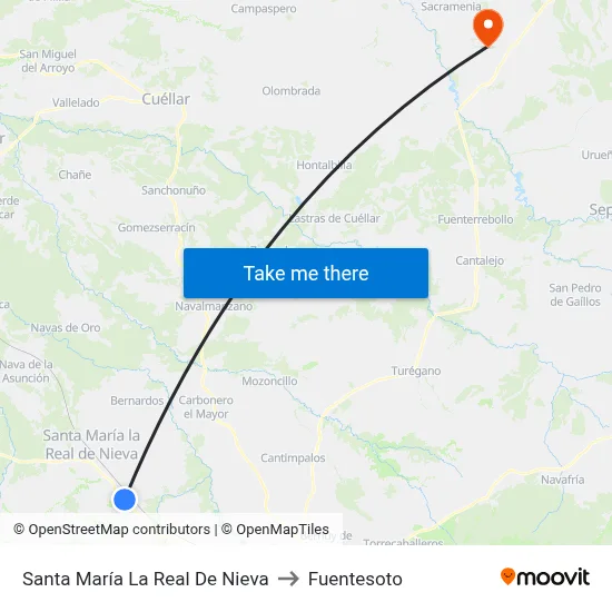 Santa María La Real De Nieva to Fuentesoto map