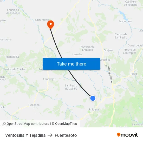 Ventosilla Y Tejadilla to Fuentesoto map