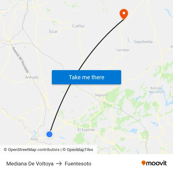 Mediana De Voltoya to Fuentesoto map
