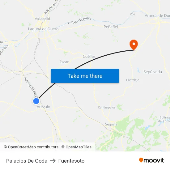 Palacios De Goda to Fuentesoto map