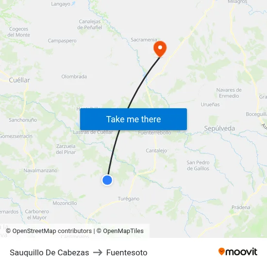 Sauquillo De Cabezas to Fuentesoto map