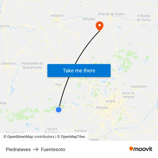 Piedralaves to Fuentesoto map