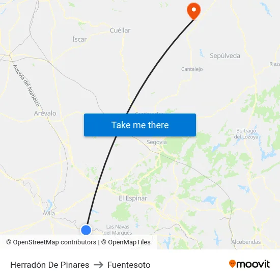 Herradón De Pinares to Fuentesoto map