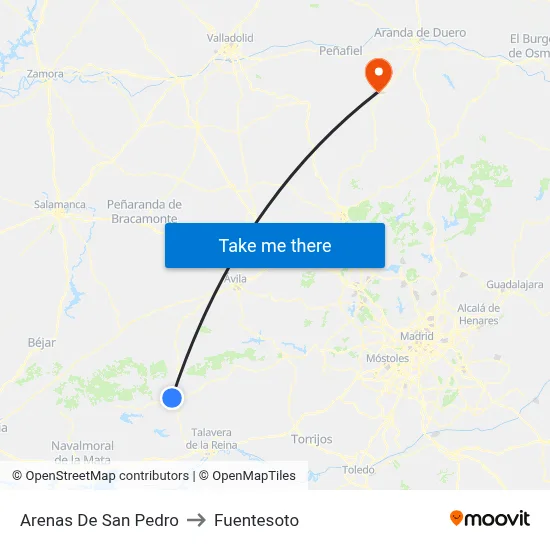Arenas De San Pedro to Fuentesoto map
