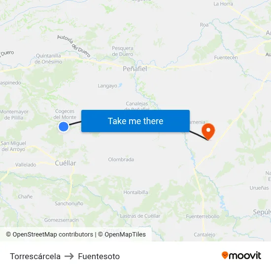 Torrescárcela to Fuentesoto map