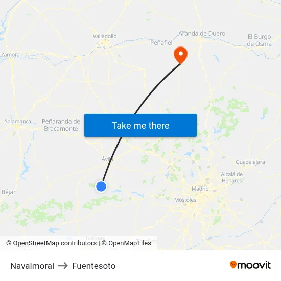 Navalmoral to Fuentesoto map