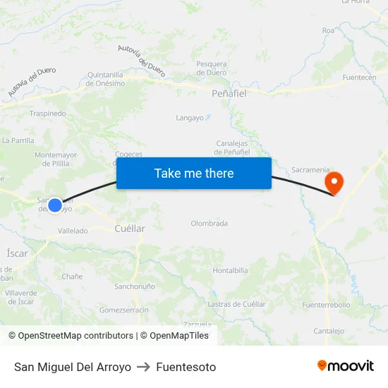 San Miguel Del Arroyo to Fuentesoto map